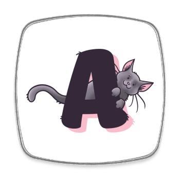Katze Buchstabe A - Viereckiger Kühlschrankmagnet - Weiß - Vorne