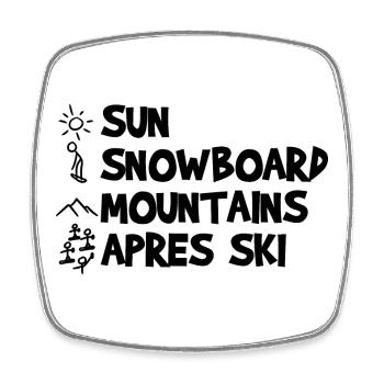 Sonne Snowboard Berge Apres Ski - Viereckiger Kühlschrankmagnet - Weiß - Vorne