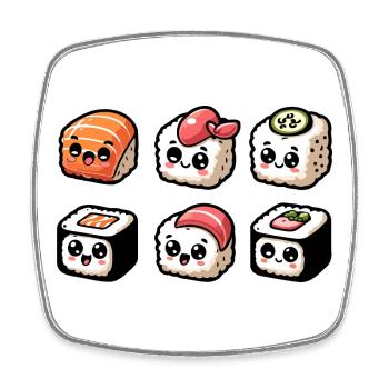 Sushi Smiles: The Delightful Roll Bunch - Square fridge magnet - white - Front