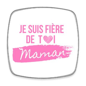 Rosa Herz Mama Pride T-Shirt - Viereckiger Kühlschrankmagnet - Weiß - Vorne