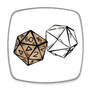 Skizze eines Rollenspielwürfels angemalt RPG - Viereckiger Kühlschrankmagnet - Weiß - Vorne