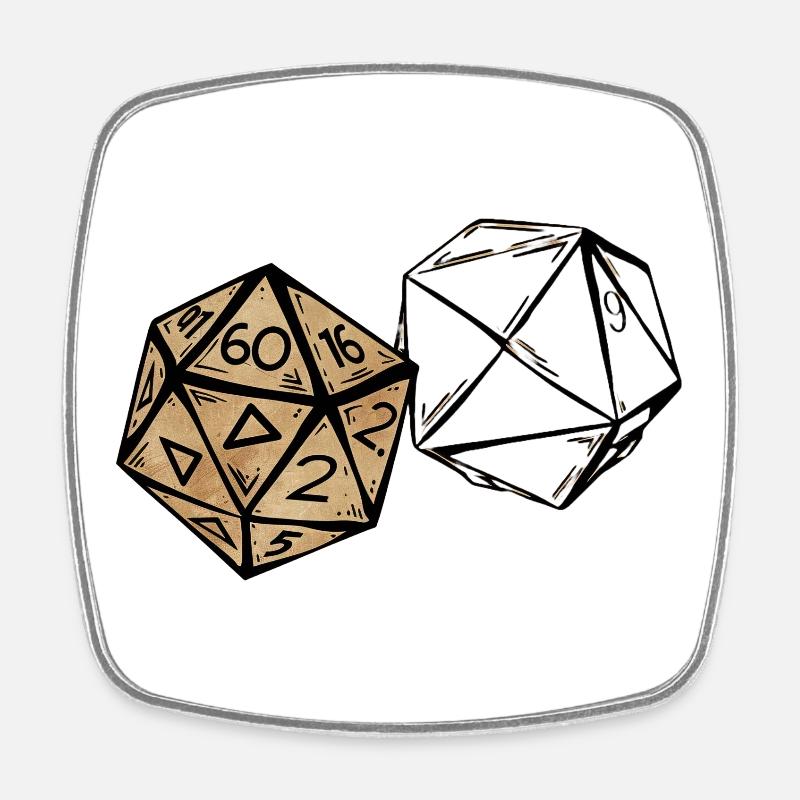 Croquis d’un cube de jeu de rôle peint RPG - Magnet carré - blanc