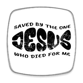 Jesus - Saved by the one who died for me - Viereckiger Kühlschrankmagnet - Weiß - Vorne