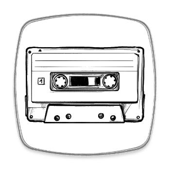 Old School Mix-Tape - Viereckiger Kühlschrankmagnet - Weiß - Vorne