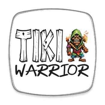 Tiki Krieger Motiv - Viereckiger Kühlschrankmagnet - Weiß - Vorne