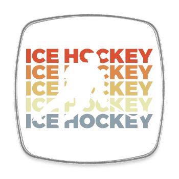 Ice Hockey Vintage Look - Viereckiger Kühlschrankmagnet - Weiß - Vorne