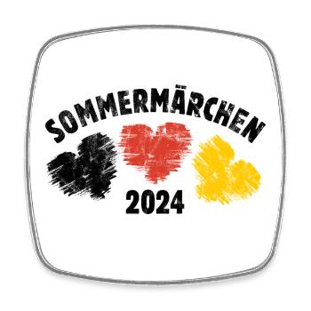 Sommermärchen 2024 Herz Deutschland - Viereckiger Kühlschrankmagnet - Weiß - Vorne