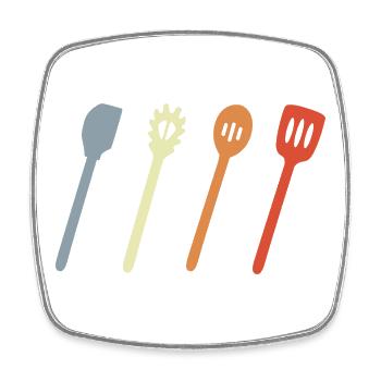 Cooking spoon sketch - Square fridge magnet - white - Front