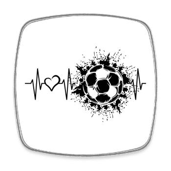 Fußball liebe Herzschlag Ballexplosion Herz Symbol - Viereckiger Kühlschrankmagnet - Weiß - Vorne