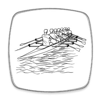 Rudermannschaft Line Art - Viereckiger Kühlschrankmagnet - Weiß - Vorne