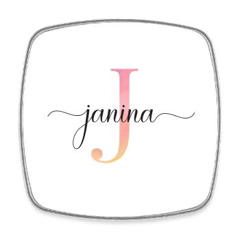 J | Monogram | Name | Janina |Watercolor - Square fridge magnet - white - Front
