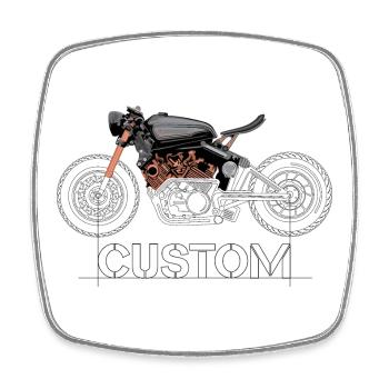 Moto Custom Biker Dessin Moto Symbole Logo - Magnet carré - blanc - Devant