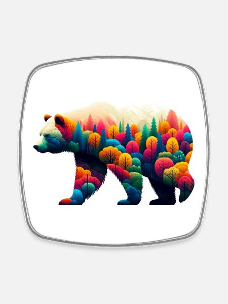 Ours - Magnet carré - blanc