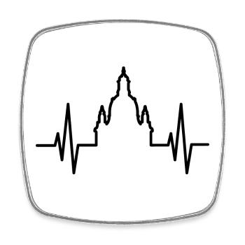 Herzschlag Frauenkirche Dresden Puls Logo Symbol - Viereckiger Kühlschrankmagnet - Weiß - Vorne