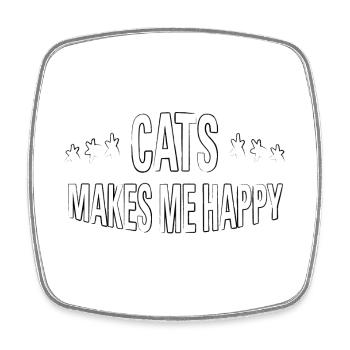 Cats make me happy - Viereckiger Kühlschrankmagnet - Weiß - Vorne