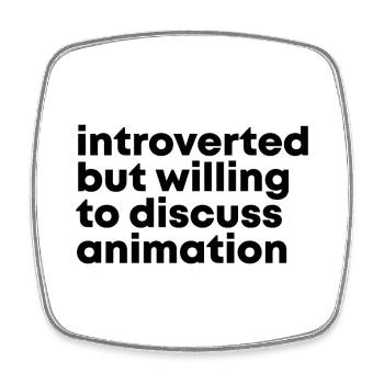 Animation - Square fridge magnet - white - Front