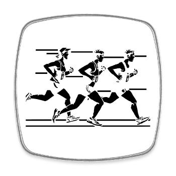 Dessin d’un marathonien - Magnet carré - blanc - Devant