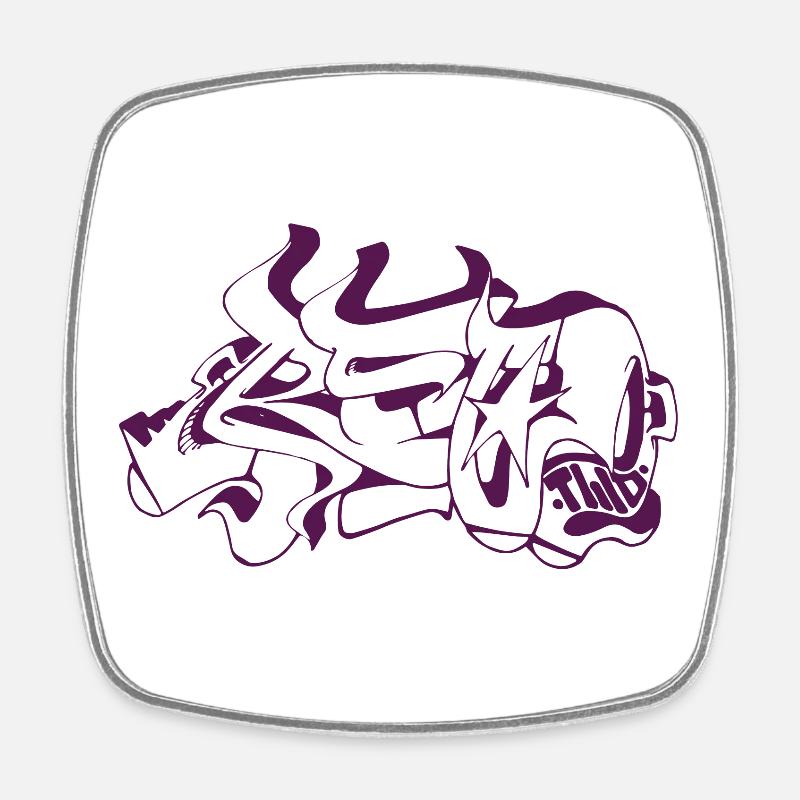 Abstract Graffiti Design - Square fridge magnet - white