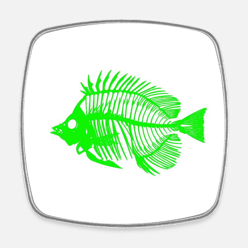 Conception de squelette de poisson brillant - Magnet carré - blanc