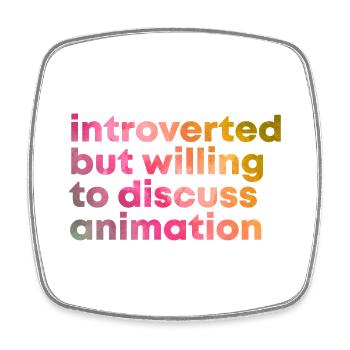 Animation - Square fridge magnet - white - Front
