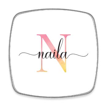 N | Monogramm | Name | Naila |Watercolor - Viereckiger Kühlschrankmagnet - Weiß - Vorne
