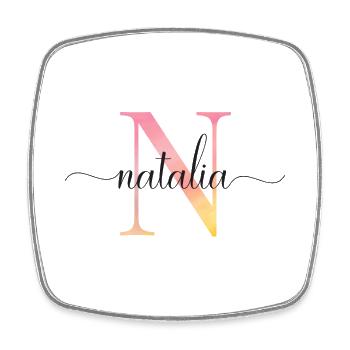 N | Monogramm | Name | Nathalia |Watercolor - Viereckiger Kühlschrankmagnet - Weiß - Vorne