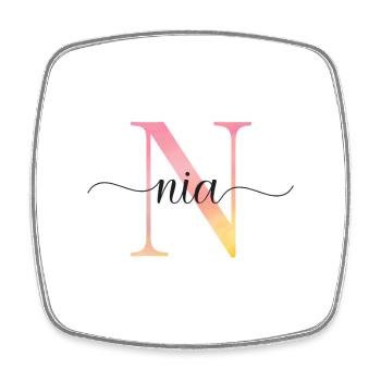 N | Monogramme | Nom | Nia |Aquarelle - Magnet carré - blanc - Devant