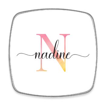 N | Monogramm | Name | Nadine |Watercolor - Viereckiger Kühlschrankmagnet - Weiß - Vorne