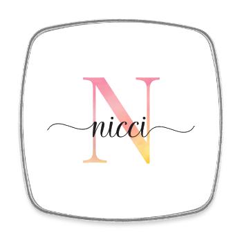 N | Monogramm | Name | Nicci |Watercolor - Viereckiger Kühlschrankmagnet - Weiß - Vorne