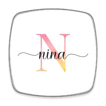 N | Monogramm | Name | Nina |Watercolor - Viereckiger Kühlschrankmagnet - Weiß - Vorne