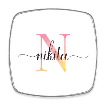 N | Monogramm | Name | Nikita |Watercolor - Viereckiger Kühlschrankmagnet - Weiß - Vorne