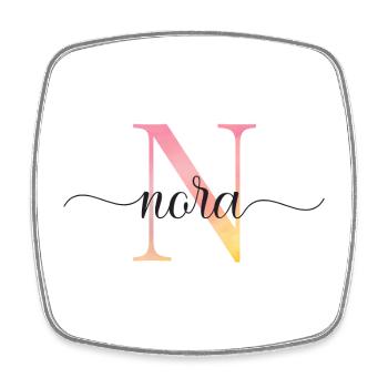 N | Monogramm | Name | Nora |Watercolor - Viereckiger Kühlschrankmagnet - Weiß - Vorne