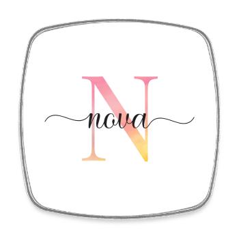 N | Monogramm | Name | Nova |Watercolor - Viereckiger Kühlschrankmagnet - Weiß - Vorne