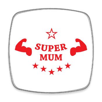 Super-Mama - Viereckiger Kühlschrankmagnet - Weiß - Vorne