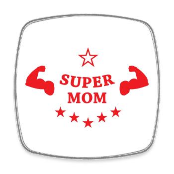 Super Mom - Mother's Day - Square fridge magnet - white - Front