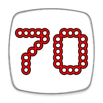 70. 70 ANS. 70e ANNIVERSAIRE. ANNIVERSAIRE 70 ANS. - Magnet carré - blanc - Devant