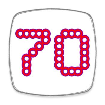 70. 70 ANS. 70e ANNIVERSAIRE. ANNIVERSAIRE 70 ANS. - Magnet carré - blanc - Devant