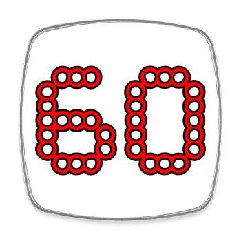 60. 60 ANS. 60e ANNIVERSAIRE. ANNIVERSAIRE 60 ANS. - Magnet carré - blanc - Devant