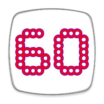 60. 60 ANS. 60e ANNIVERSAIRE. ANNIVERSAIRE 60 ANS. - Magnet carré - blanc - Devant