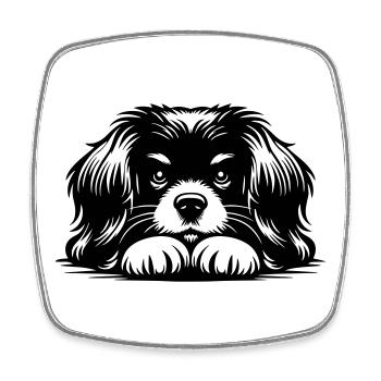 Tibet Spaniel Kopf mit Pfoten - Viereckiger Kühlschrankmagnet - Weiß - Vorne