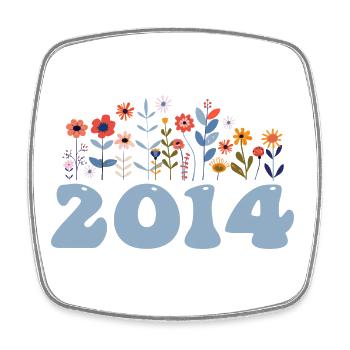 2014 Motif floral 2014 Floral thème Fleurs 2014 - Magnet carré - blanc - Devant