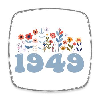 1949 Motif floral 1949 Thème floral Fleurs 1949 - Magnet carré - blanc - Devant