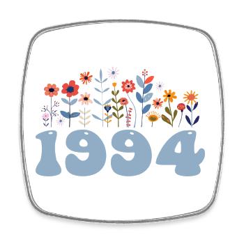 1994 Blumenmuster 1994 Blumen-thema Blumen 1994 - Viereckiger Kühlschrankmagnet - Weiß - Vorne
