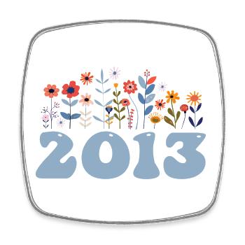 2013 Floral Pattern 2013 Floral Theme Flowers 2013 - Square fridge magnet - white - Front