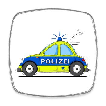 Polizeiauto Blau Gelb - Viereckiger Kühlschrankmagnet - Weiß - Vorne