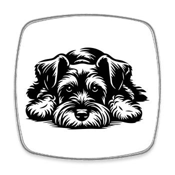 Zwergschnauzer - Viereckiger Kühlschrankmagnet - Weiß - Vorne