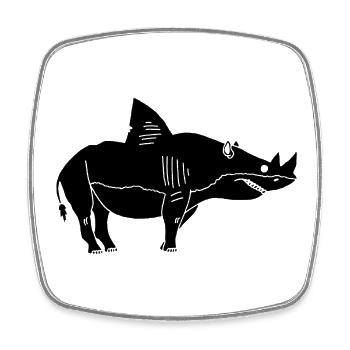 Spitzmaulnashorn-Hai - Viereckiger Kühlschrankmagnet - Weiß - Vorne