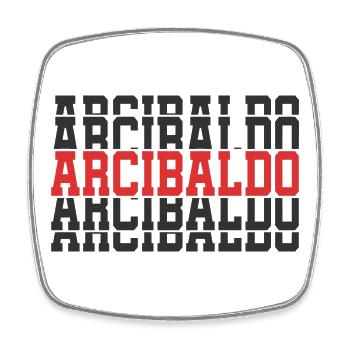 Arcibaldo T-Shirt Geschenk gestapelter Text - Viereckiger Kühlschrankmagnet - Weiß - Vorne
