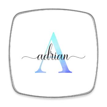 A| Monogram | Name | Adrian | Watercolor - Square fridge magnet - white - Front