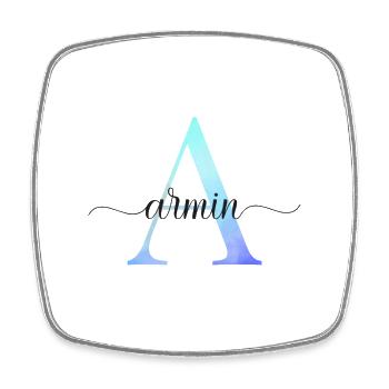 A| Monogram | Name | Armin | Watercolor - Square fridge magnet - white - Front